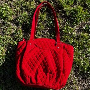 Vera Bradley Cardinal Red Glenna Quilted Tote with Double Straps